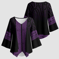 New Zealand Maori Kowhaiwhai Kimono Sleeve Blouse Waiporoporo Maui and Mangopare LT9 - Polynesian Pride