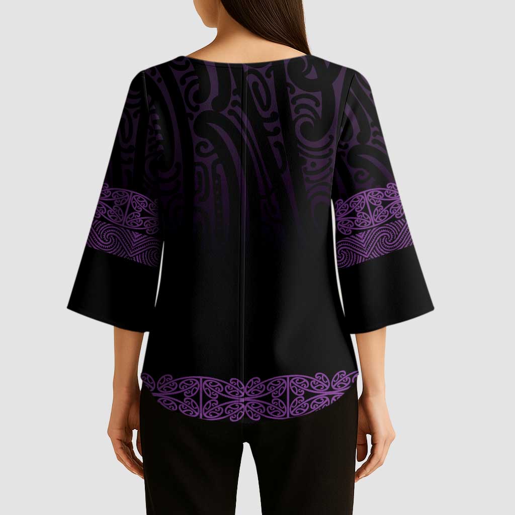 New Zealand Maori Kowhaiwhai Kimono Sleeve Blouse Waiporoporo Maui and Mangopare LT9 - Polynesian Pride