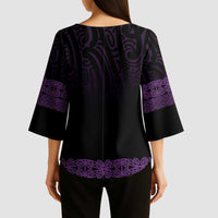 New Zealand Maori Kowhaiwhai Kimono Sleeve Blouse Waiporoporo Maui and Mangopare LT9 - Polynesian Pride