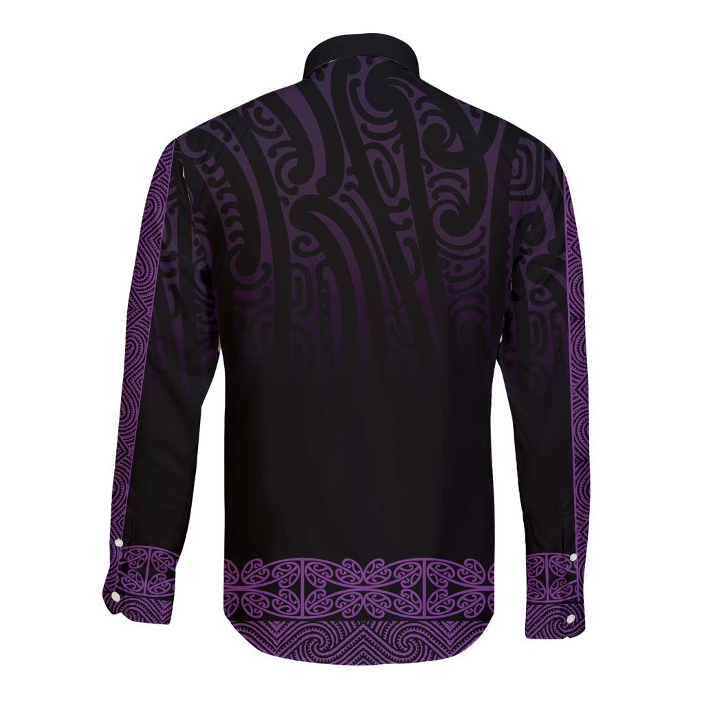 New Zealand Maori Kowhaiwhai Long Sleeve Button Shirt Waiporoporo Maui and Mangopare LT9 - Polynesian Pride