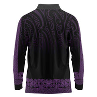 New Zealand Maori Kowhaiwhai Long Sleeve Polo Shirt Waiporoporo Maui and Mangopare LT9 - Polynesian Pride