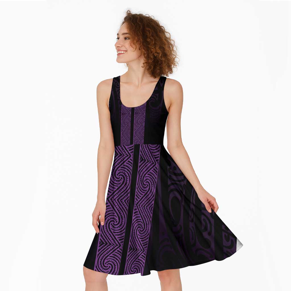 New Zealand Maori Kowhaiwhai Midi Dress Waiporoporo Maui and Mangopare LT9 - Polynesian Pride