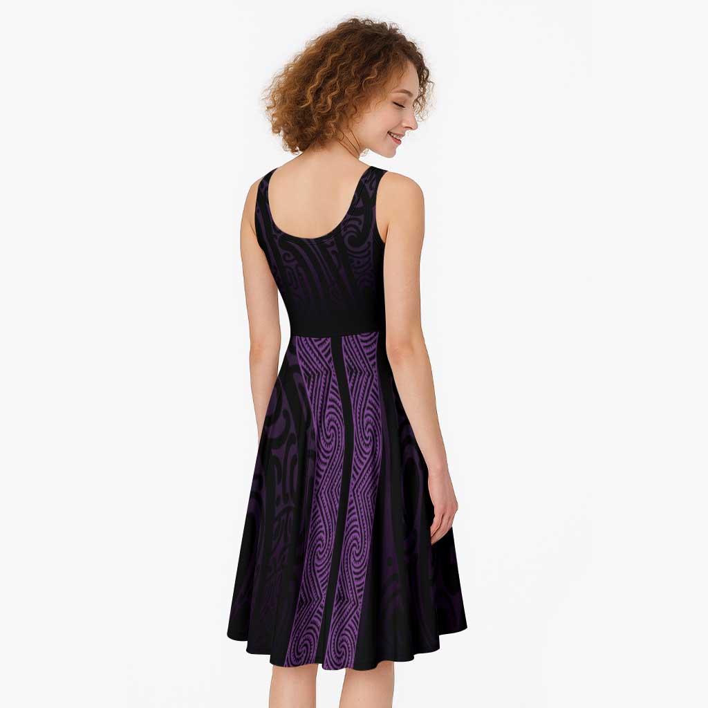 New Zealand Maori Kowhaiwhai Midi Dress Waiporoporo Maui and Mangopare LT9 - Polynesian Pride