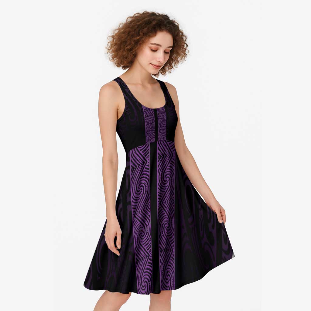 New Zealand Maori Kowhaiwhai Midi Dress Waiporoporo Maui and Mangopare LT9 - Polynesian Pride