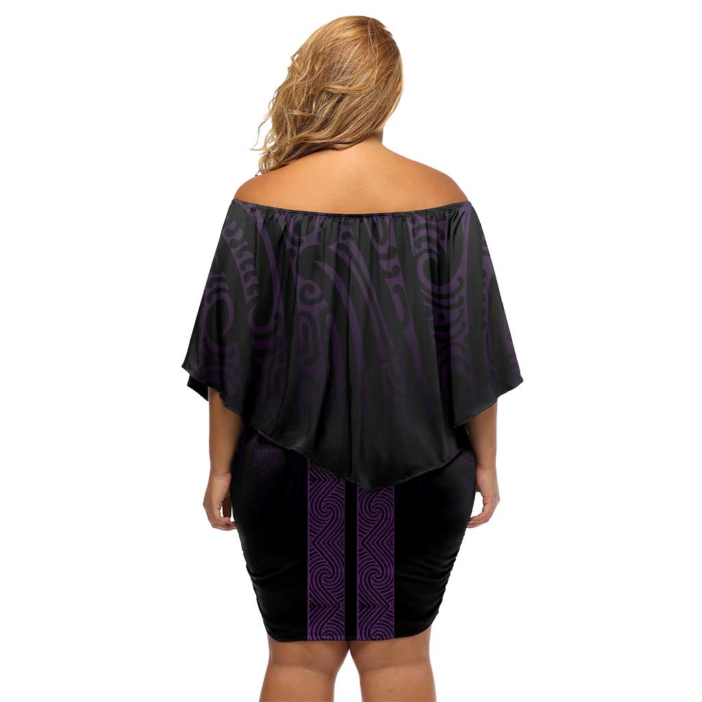 New Zealand Maori Kowhaiwhai Off Shoulder Short Dress Waiporoporo Maui and Mangopare LT9 - Polynesian Pride
