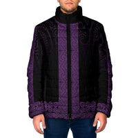 New Zealand Maori Kowhaiwhai Padded Jacket Waiporoporo Maui and Mangopare LT9 Men Purple - Polynesian Pride