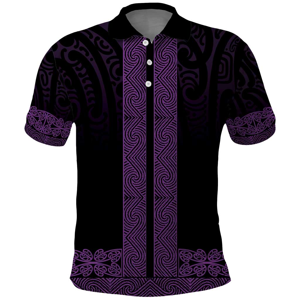 New Zealand Maori Kowhaiwhai Polo Shirt Waiporoporo Maui and Mangopare LT9 Purple - Polynesian Pride