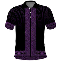 New Zealand Maori Kowhaiwhai Polo Shirt Waiporoporo Maui and Mangopare LT9 Purple - Polynesian Pride