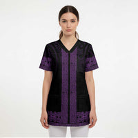 New Zealand Maori Kowhaiwhai Scrub Top Waiporoporo Maui and Mangopare LT9 - Polynesian Pride