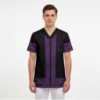 New Zealand Maori Kowhaiwhai Scrub Top Waiporoporo Maui and Mangopare LT9 - Polynesian Pride