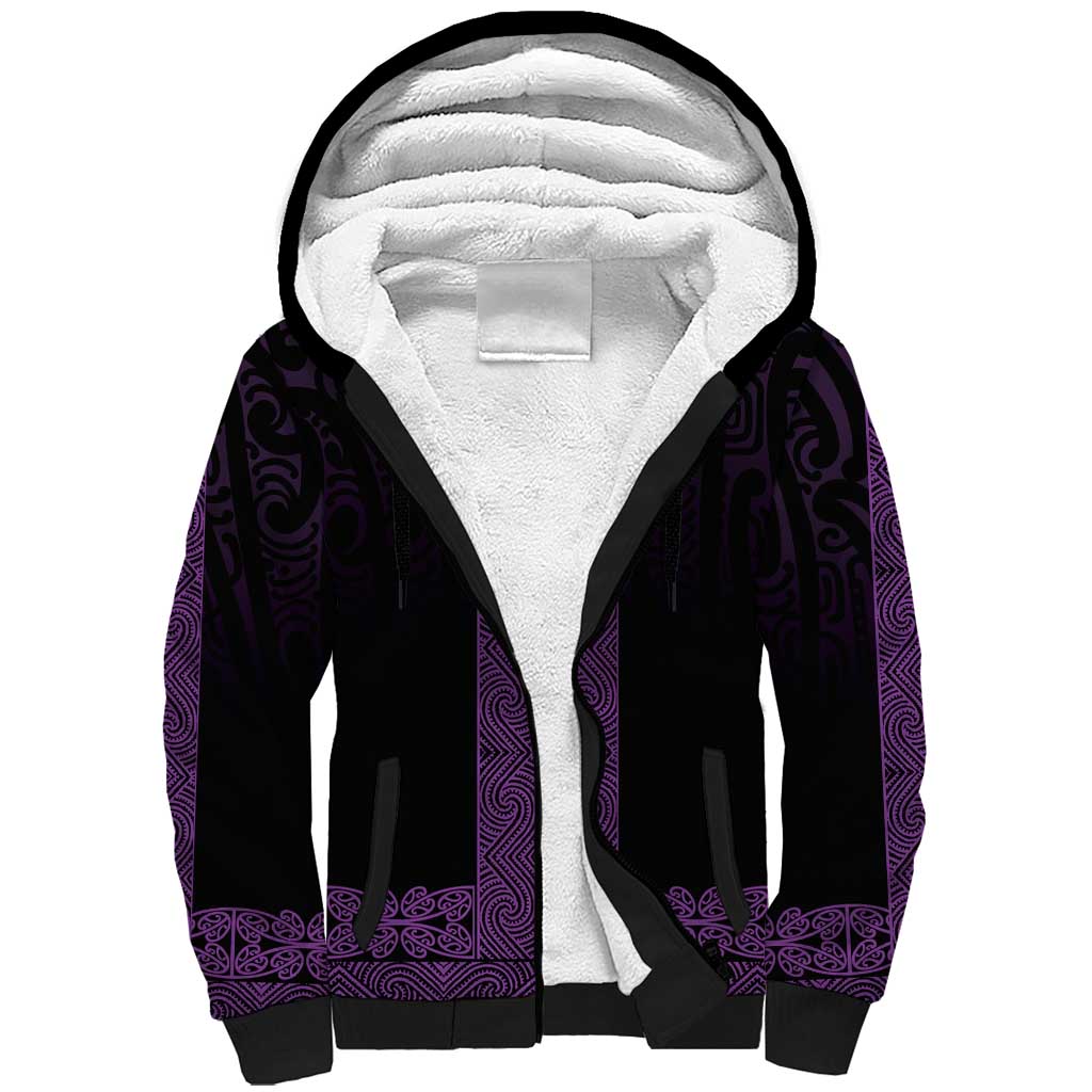 New Zealand Maori Kowhaiwhai Sherpa Hoodie Waiporoporo Maui and Mangopare