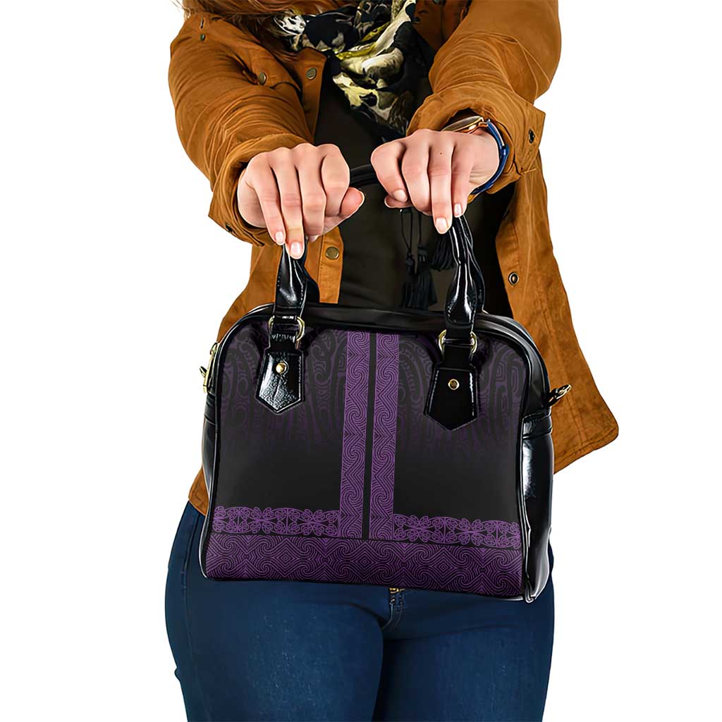 New Zealand Maori Kowhaiwhai Shoulder Handbag Waiporoporo Maui and Mangopare LT9 One Size Purple - Polynesian Pride