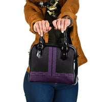 New Zealand Maori Kowhaiwhai Shoulder Handbag Waiporoporo Maui and Mangopare LT9 One Size Purple - Polynesian Pride