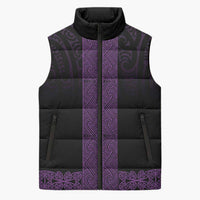 New Zealand Maori Kowhaiwhai Sleeveless Puffer Jacket Waiporoporo Maui and Mangopare LT9 Unisex Purple - Polynesian Pride