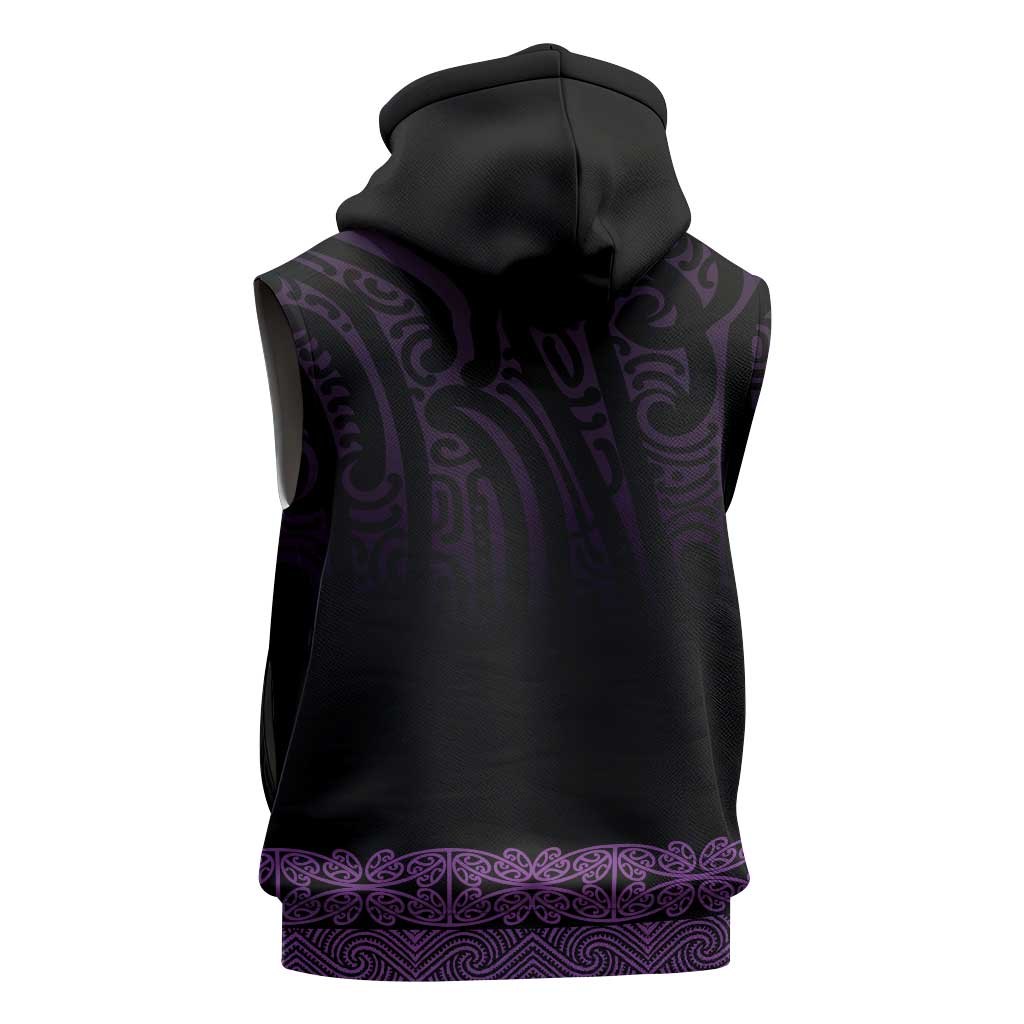 New Zealand Maori Kowhaiwhai Sleeveless Zip Hoodie Waiporoporo Maui and Mangopare LT9 - Polynesian Pride