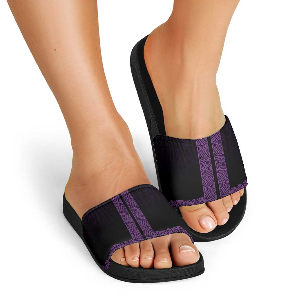 New Zealand Maori Kowhaiwhai Slide Sandals Waiporoporo Maui and Mangopare LT9 - Polynesian Pride