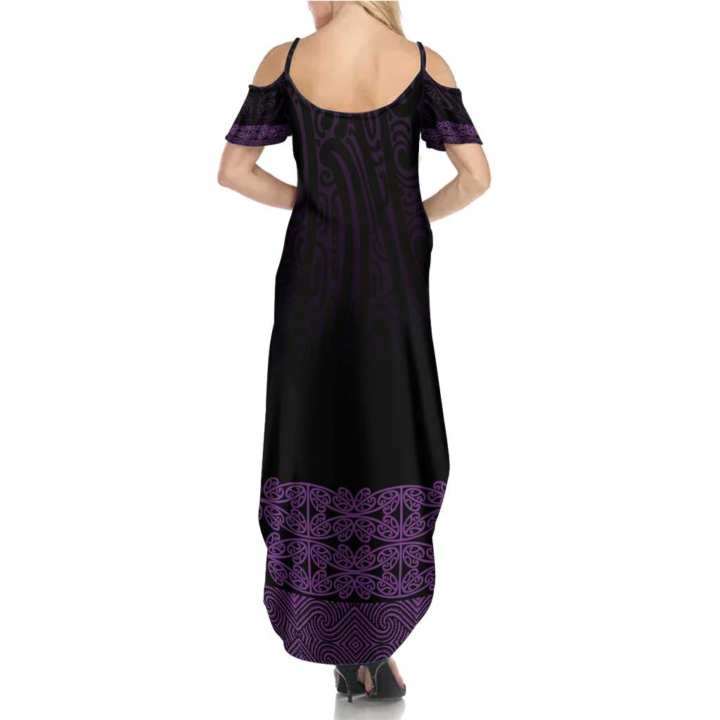 New Zealand Maori Kowhaiwhai Summer Maxi Dress Waiporoporo Maui and Mangopare LT9 - Polynesian Pride