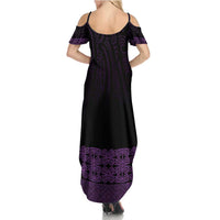 New Zealand Maori Kowhaiwhai Summer Maxi Dress Waiporoporo Maui and Mangopare LT9 - Polynesian Pride
