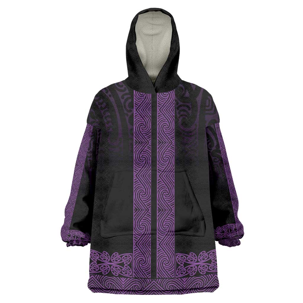New Zealand Maori Kowhaiwhai Wearable Blanket Hoodie Waiporoporo Maui and Mangopare