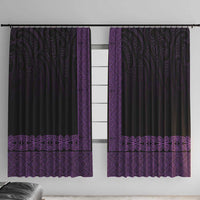 New Zealand Maori Kowhaiwhai Window Curtain Waiporoporo Maui and Mangopare LT9 With Hooks Purple - Polynesian Pride