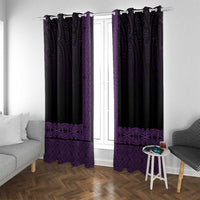 New Zealand Maori Kowhaiwhai Window Curtain Waiporoporo Maui and Mangopare LT9 With Grommets Purple - Polynesian Pride