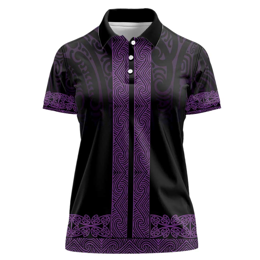 New Zealand Maori Kowhaiwhai Women Polo Shirt Waiporoporo Maui and Mangopare LT9 Female Purple - Polynesian Pride