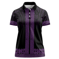 New Zealand Maori Kowhaiwhai Women Polo Shirt Waiporoporo Maui and Mangopare LT9 Female Purple - Polynesian Pride