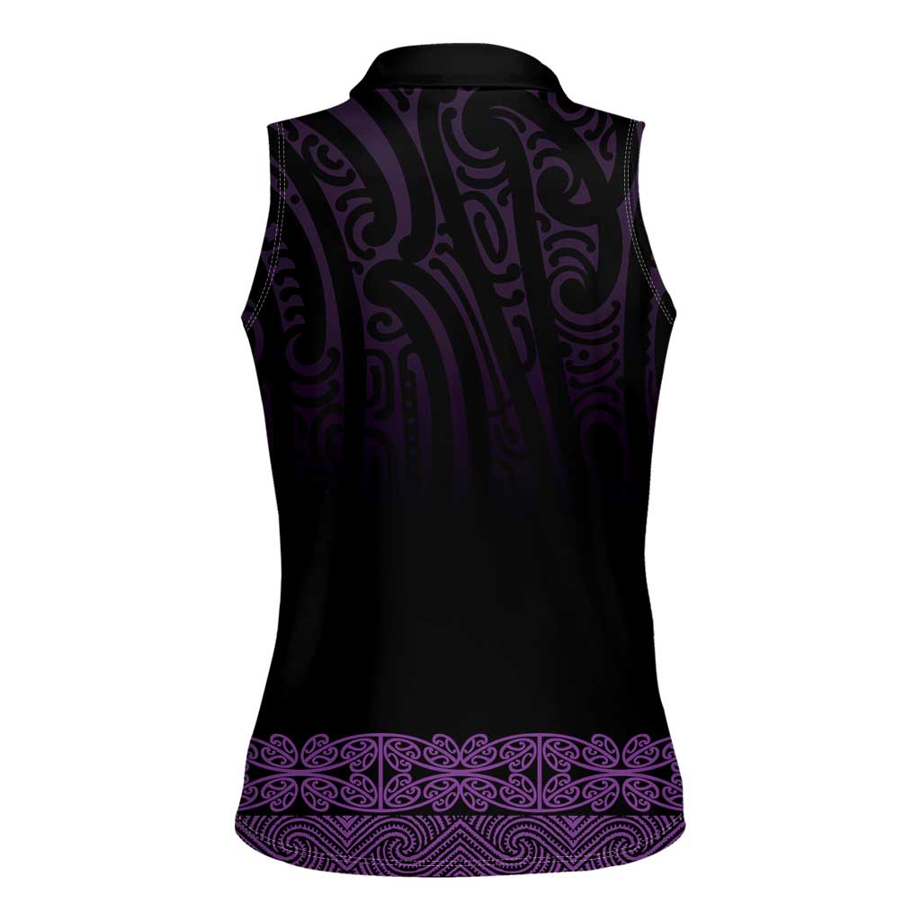 New Zealand Maori Kowhaiwhai Women Sleeveless Polo Shirt Waiporoporo Maui and Mangopare LT9 - Polynesian Pride