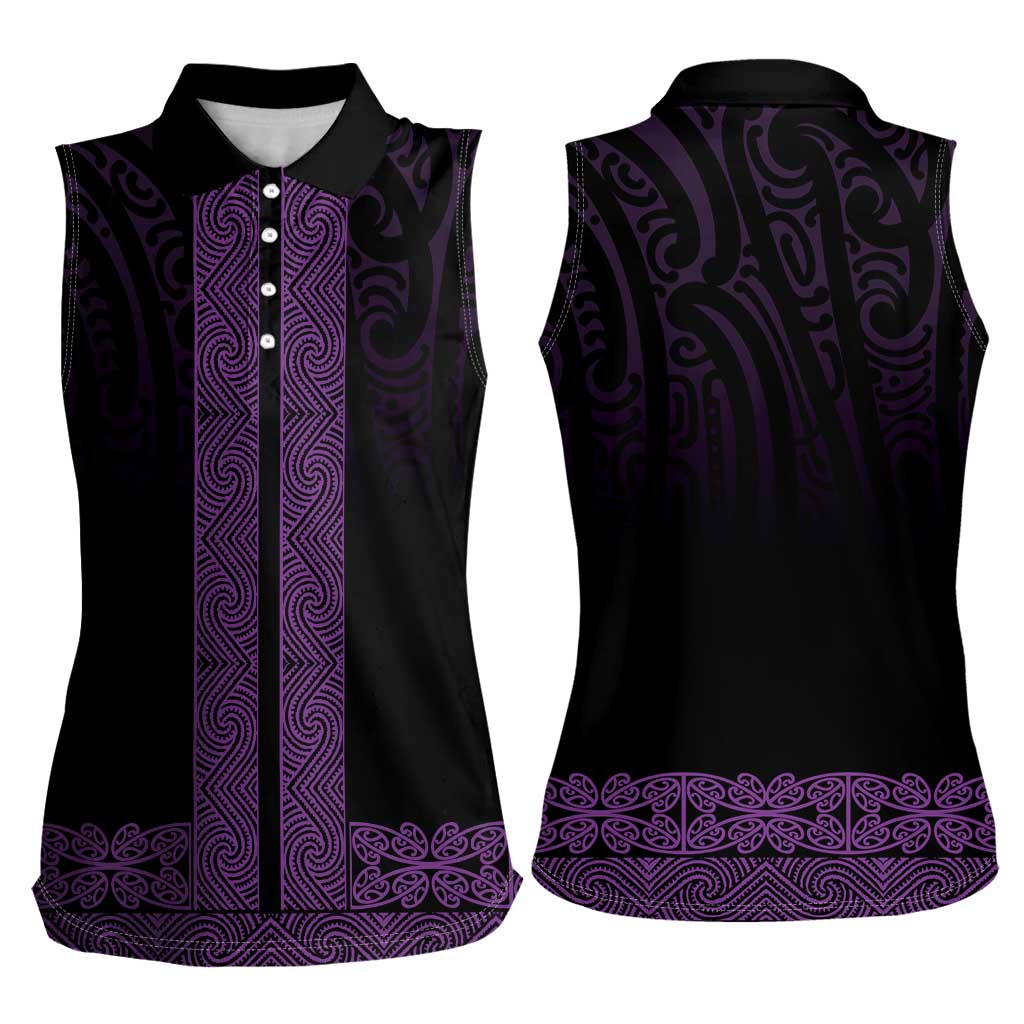 New Zealand Maori Kowhaiwhai Women Sleeveless Polo Shirt Waiporoporo Maui and Mangopare LT9 - Polynesian Pride