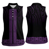 New Zealand Maori Kowhaiwhai Women Sleeveless Polo Shirt Waiporoporo Maui and Mangopare LT9 - Polynesian Pride