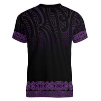 New Zealand Maori Kowhaiwhai Women V-Neck T-Shirt Waiporoporo Maui and Mangopare LT9 - Polynesian Pride