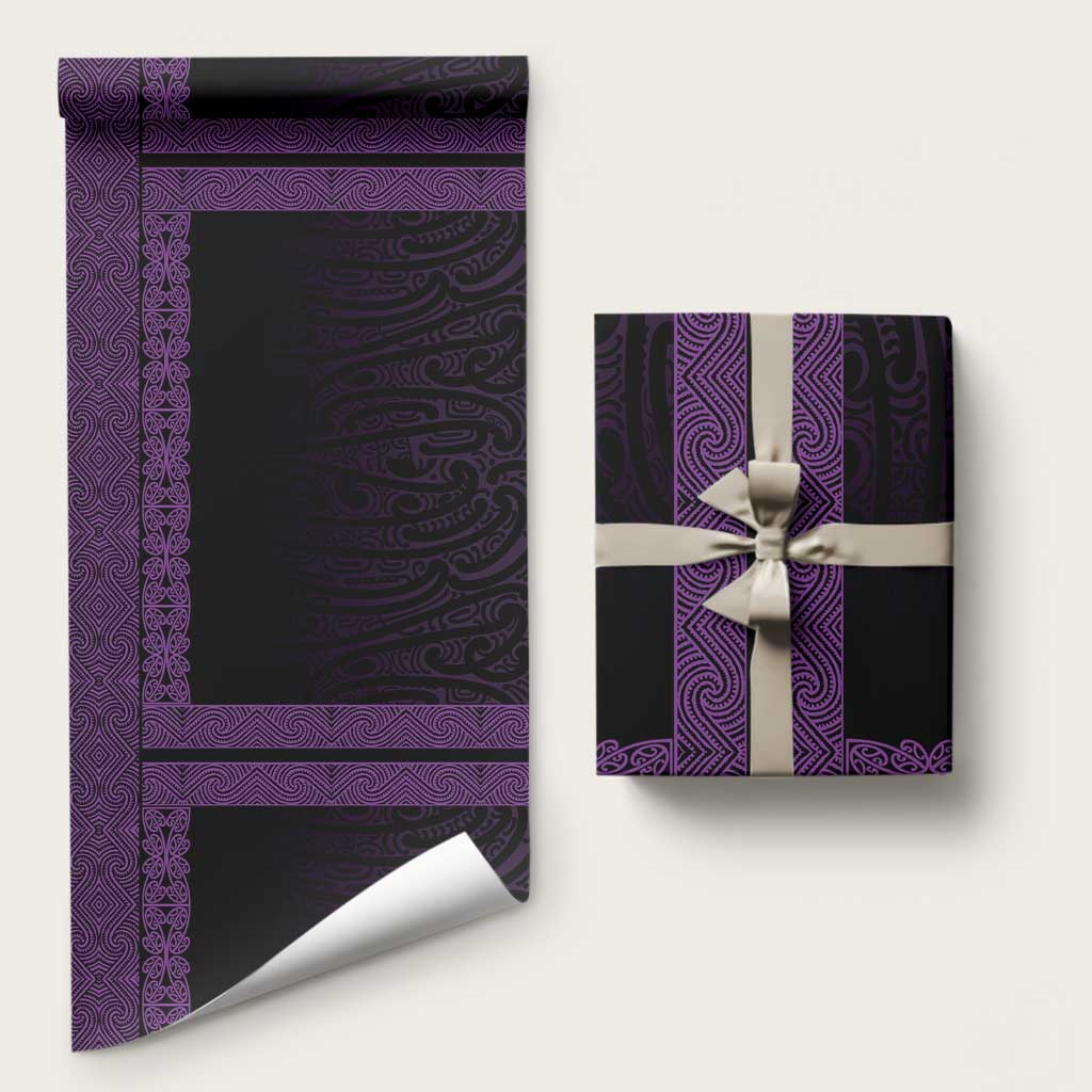 New Zealand Maori Kowhaiwhai Wrapping Paper Waiporoporo Maui and Mangopare LT9 58" × 23" Purple - Polynesian Pride