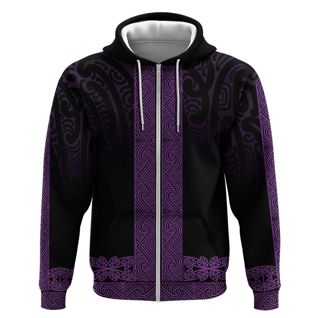New Zealand Maori Kowhaiwhai Zip Hoodie Waiporoporo Maui and Mangopare LT9 Zip Hoodie Purple - Polynesian Pride