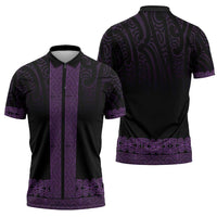 New Zealand Maori Kowhaiwhai Zipper Polo Shirt Waiporoporo Maui and Mangopare LT9 - Polynesian Pride