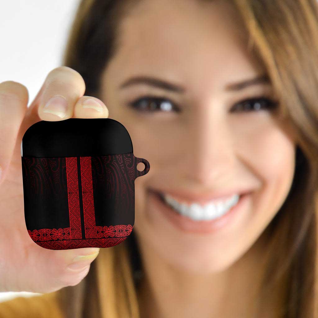 New Zealand Maori Kowhaiwhai AirPods Case Whero Maui and Mangopare LT9 Red - Polynesian Pride