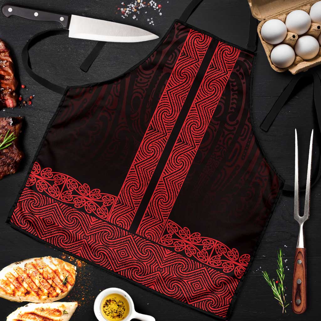 New Zealand Maori Kowhaiwhai Apron Whero Maui and Mangopare LT9 Red - Polynesian Pride