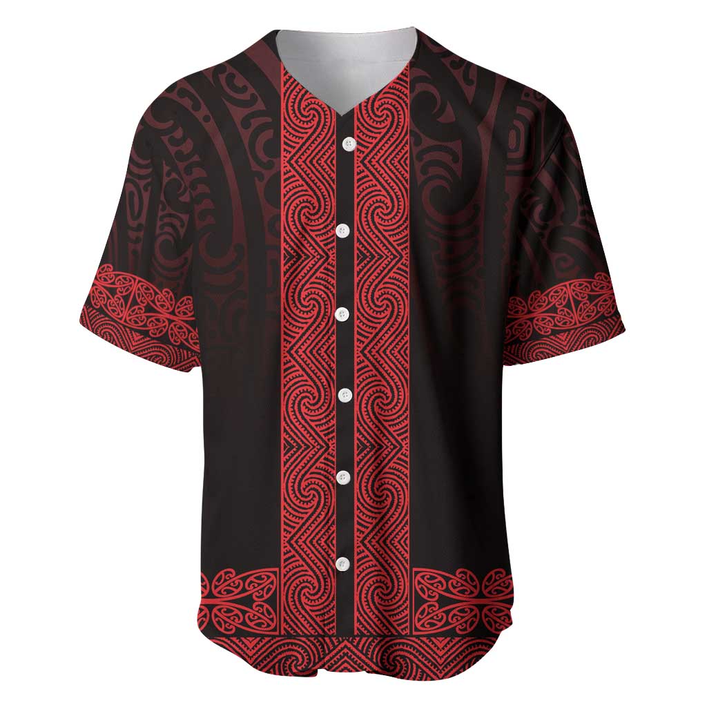 New Zealand Maori Kowhaiwhai Baseball Jersey Whero Maui and Mangopare LT9 Red - Polynesian Pride