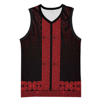 New Zealand Maori Kowhaiwhai Basketball Jersey Whero Maui and Mangopare LT9 Unisex Red - Polynesian Pride
