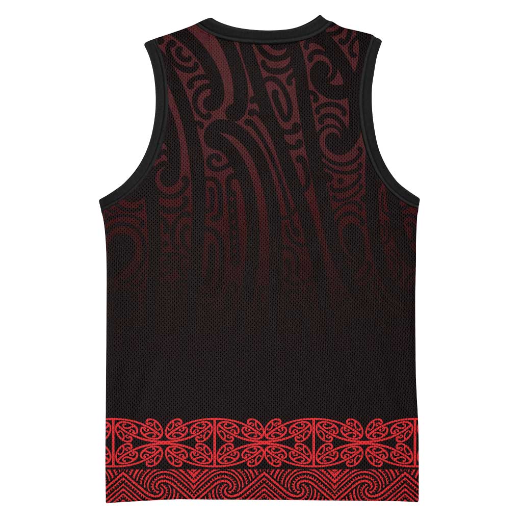 New Zealand Maori Kowhaiwhai Basketball Jersey Whero Maui and Mangopare LT9 - Polynesian Pride