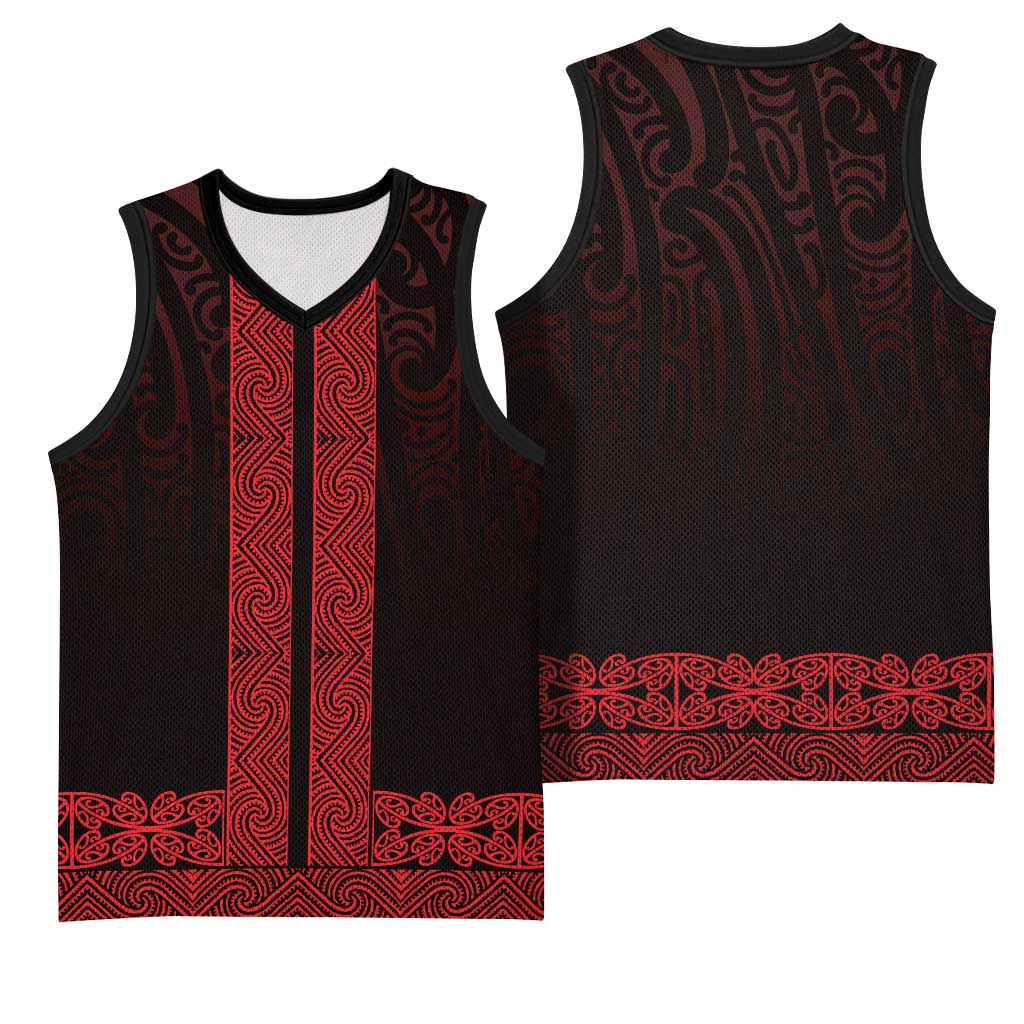 New Zealand Maori Kowhaiwhai Basketball Jersey Whero Maui and Mangopare LT9 - Polynesian Pride