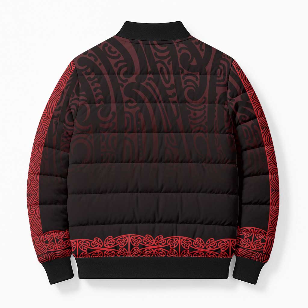 New Zealand Maori Kowhaiwhai Bomber Puffer Jacket Whero Maui and Mangopare LT9 - Polynesian Pride