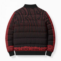 New Zealand Maori Kowhaiwhai Bomber Puffer Jacket Whero Maui and Mangopare LT9 - Polynesian Pride
