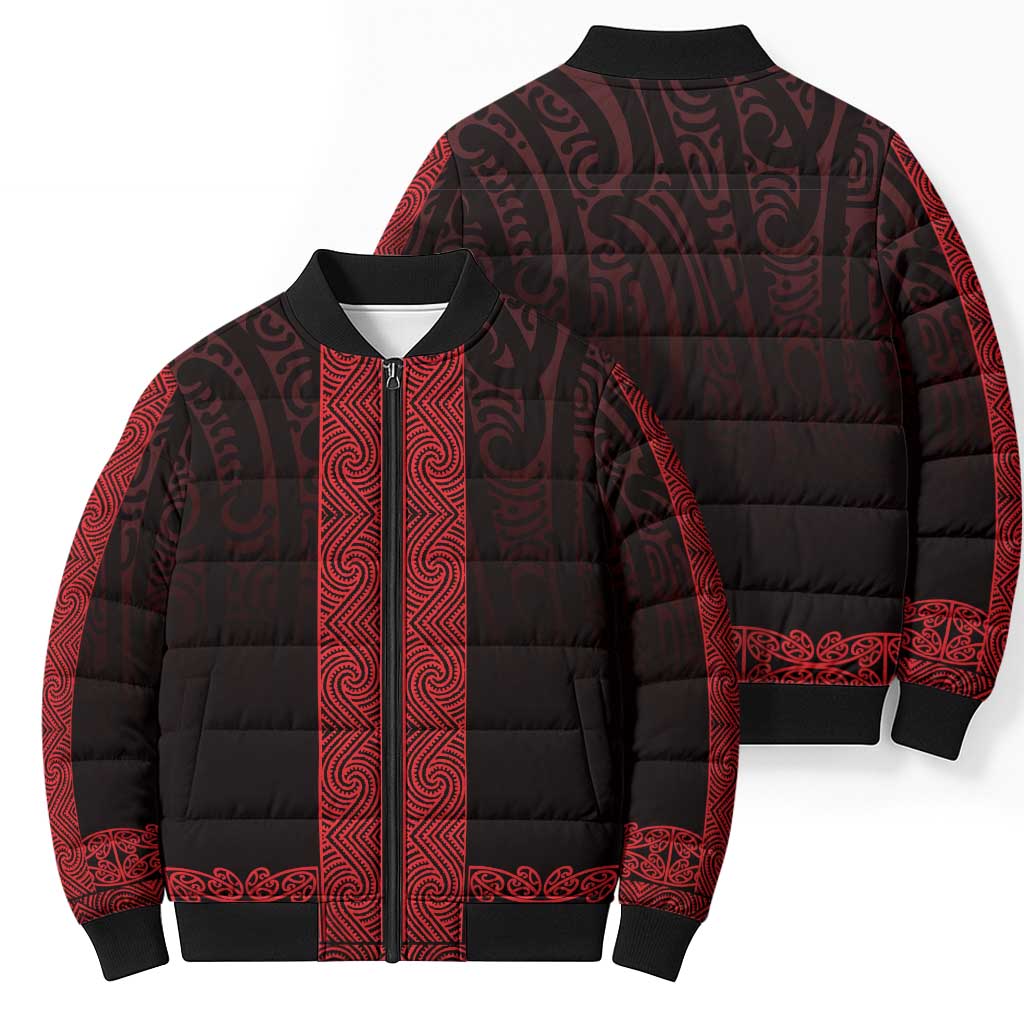 New Zealand Maori Kowhaiwhai Bomber Puffer Jacket Whero Maui and Mangopare LT9 - Polynesian Pride