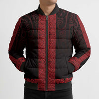 New Zealand Maori Kowhaiwhai Bomber Puffer Jacket Whero Maui and Mangopare LT9 - Polynesian Pride