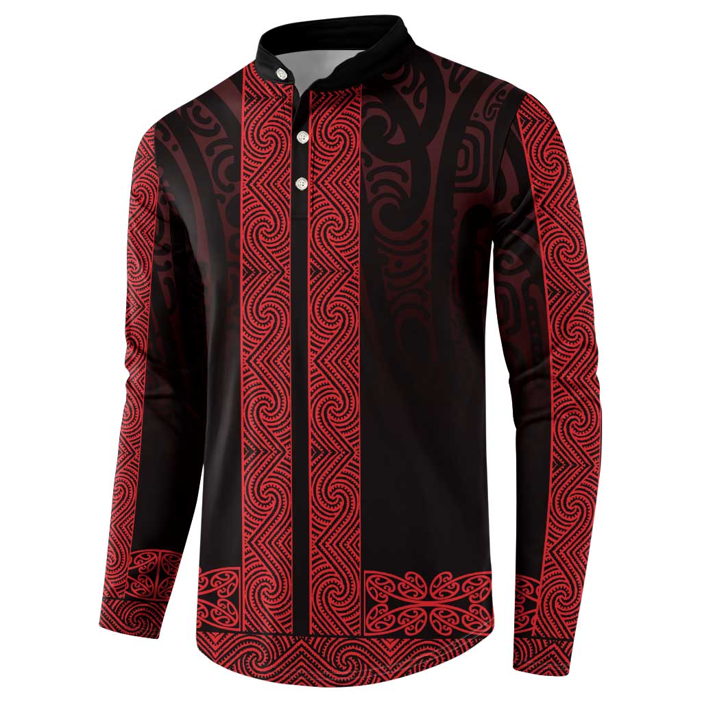 New Zealand Maori Kowhaiwhai Button Sweatshirt Whero Maui and Mangopare LT9 - Polynesian Pride