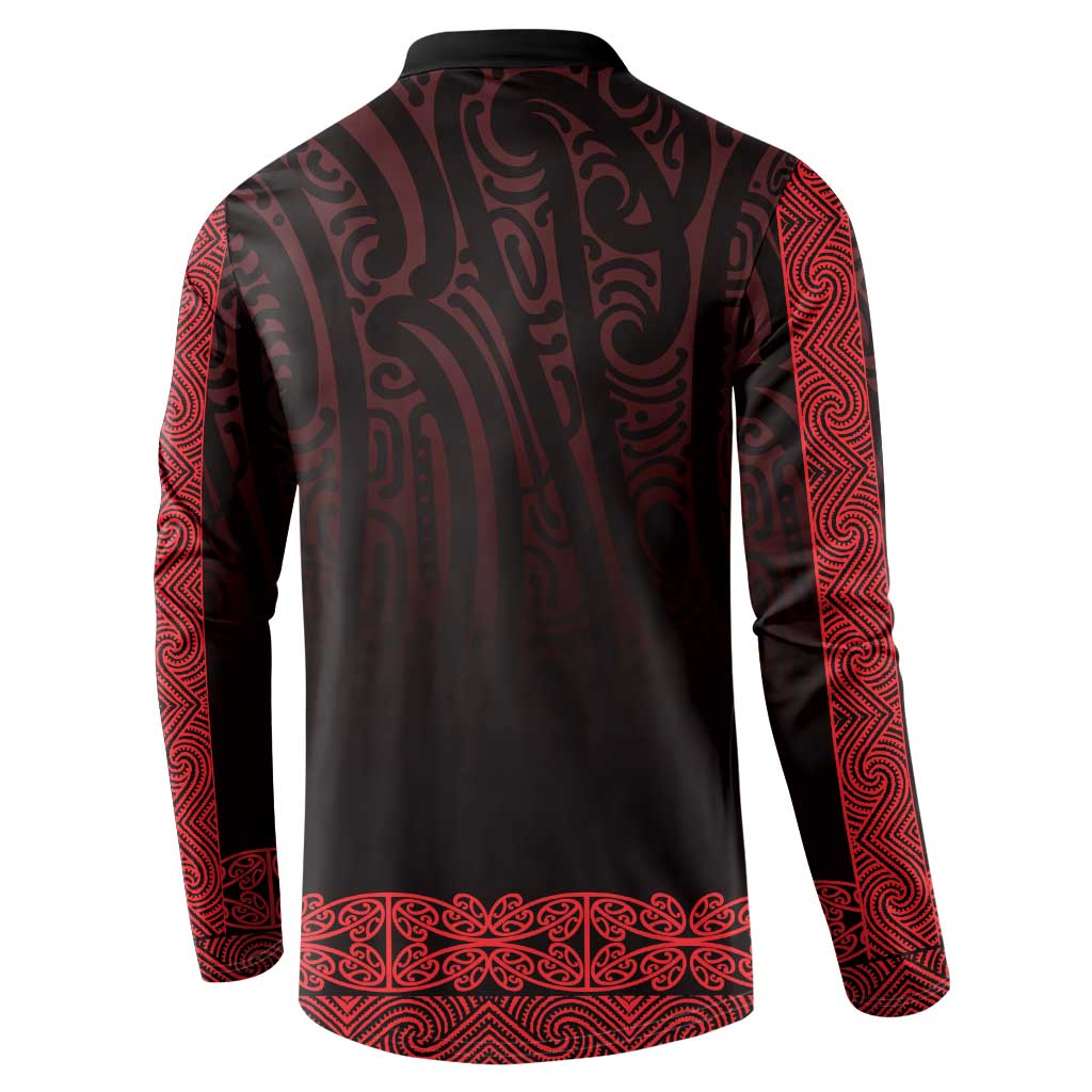 New Zealand Maori Kowhaiwhai Button Sweatshirt Whero Maui and Mangopare LT9 - Polynesian Pride