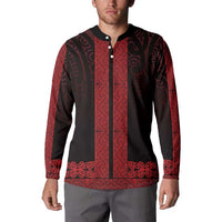 New Zealand Maori Kowhaiwhai Button Sweatshirt Whero Maui and Mangopare LT9 - Polynesian Pride