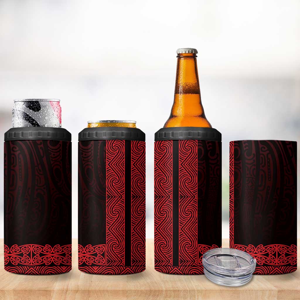 New Zealand Maori Kowhaiwhai 4 in 1 Can Cooler Tumbler Whero Maui and Mangopare LT9 - Polynesian Pride