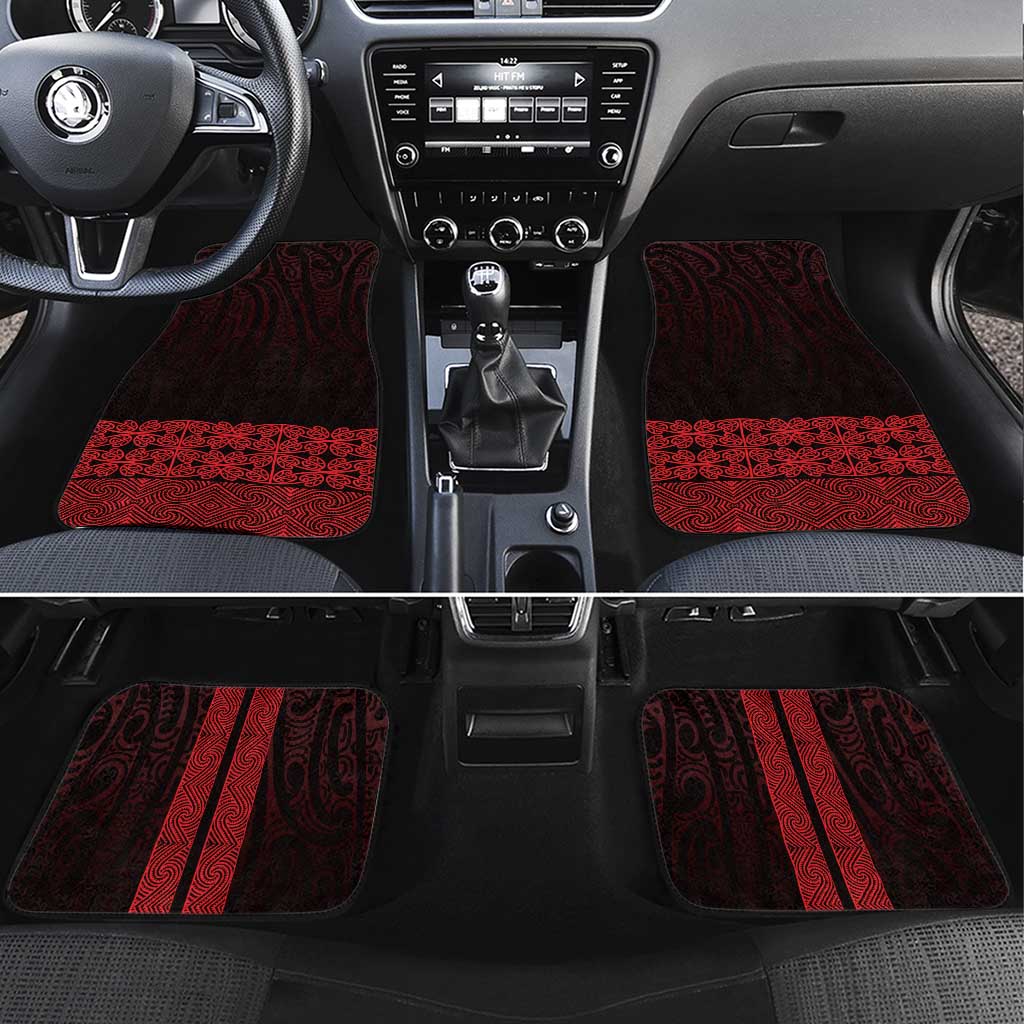New Zealand Maori Kowhaiwhai Car Mats Whero Maui and Mangopare LT9 Set 4pcs Red - Polynesian Pride
