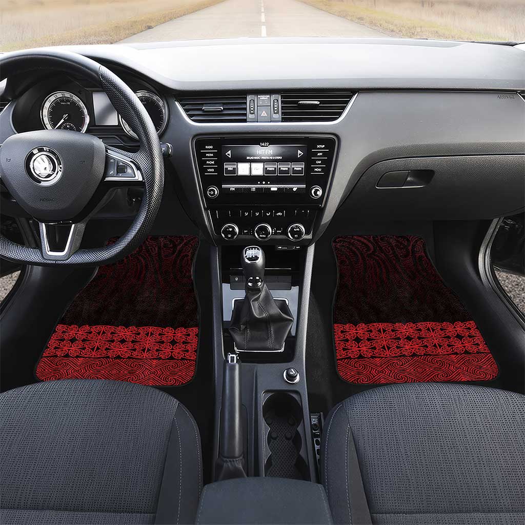 New Zealand Maori Kowhaiwhai Car Mats Whero Maui and Mangopare LT9 Set 2pcs - Front Red - Polynesian Pride